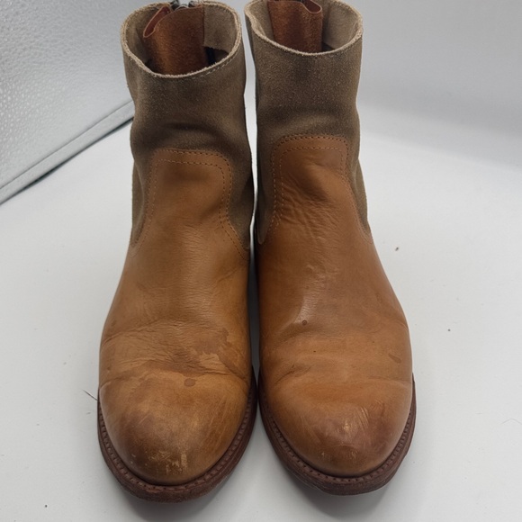 Frye Jamie Zip up Bootie ankle boots in brown tan leather and suede size 7.5 - Picture 12 of 14